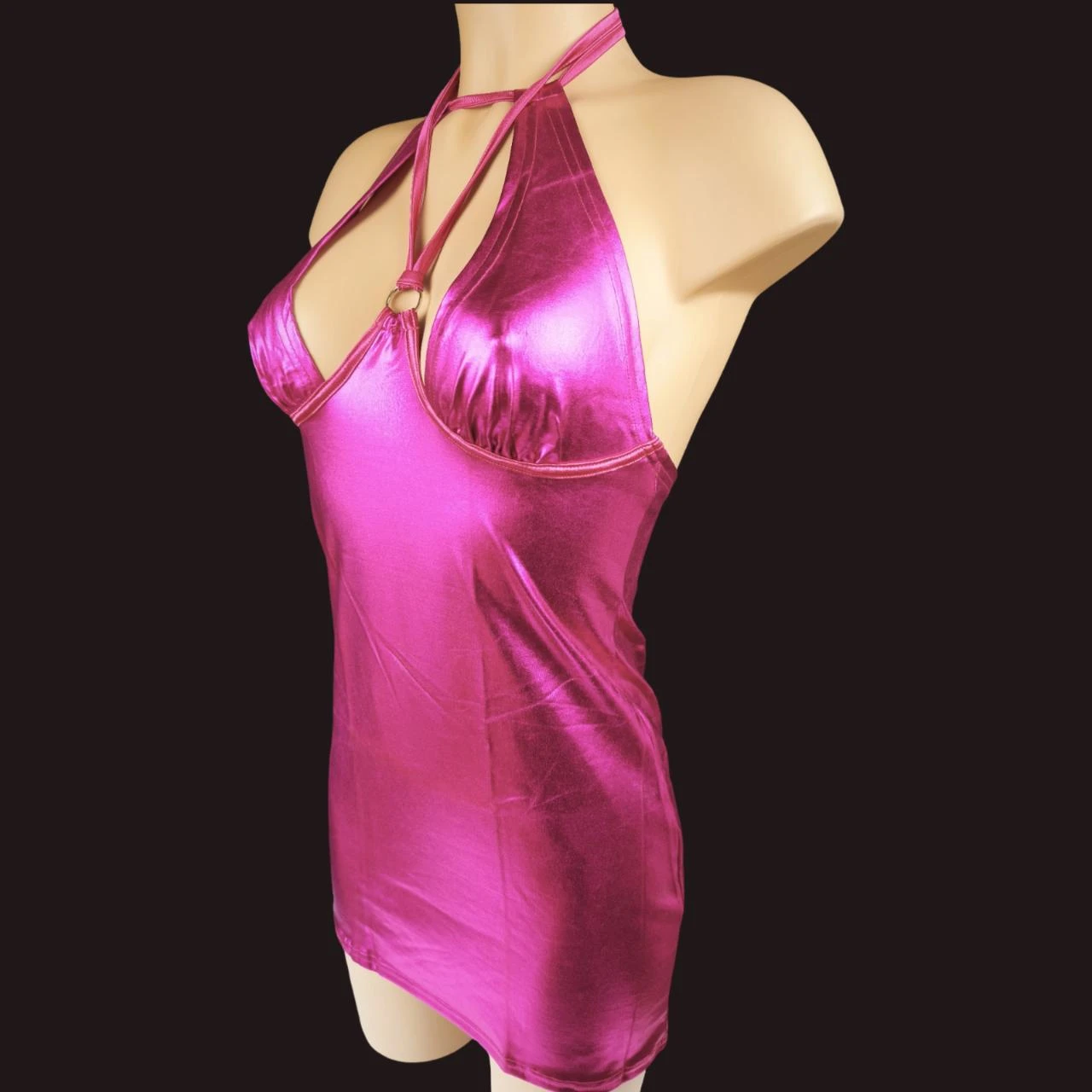 Vestido corto metálico fucsia, estilo glamour y ultra moderno ! T/ S/M 36-38 – photo 7